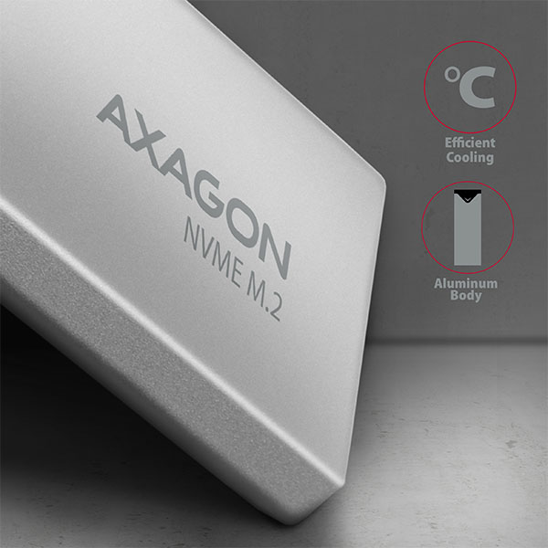 AXAGON EEM2-UG2,  USB-C 10Gbps - M.2 NVMe SSD ARROW box,  strieborný3 