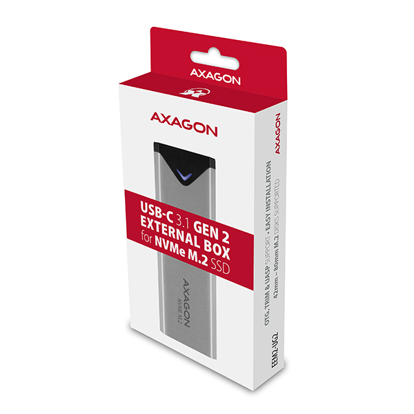 AXAGON EEM2-UG2,  USB-C 10Gbps - M.2 NVMe SSD ARROW box,  strieborný7 