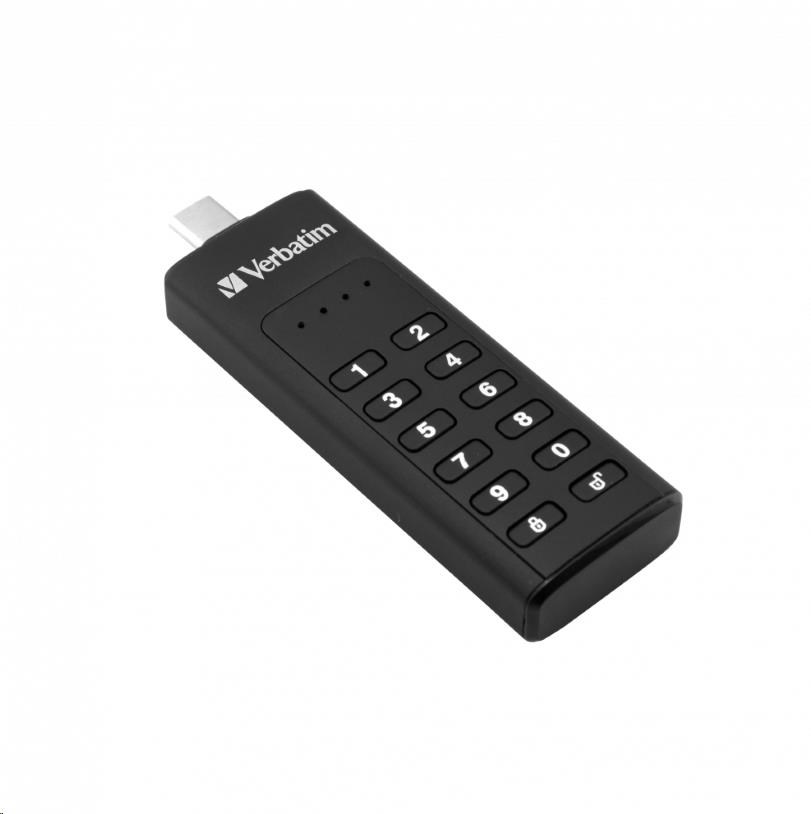 VERBATIM USB C 3.1 disk 128 GB - klávesnica Secure (R:160/ W:150 MB/ s) GDPR0 