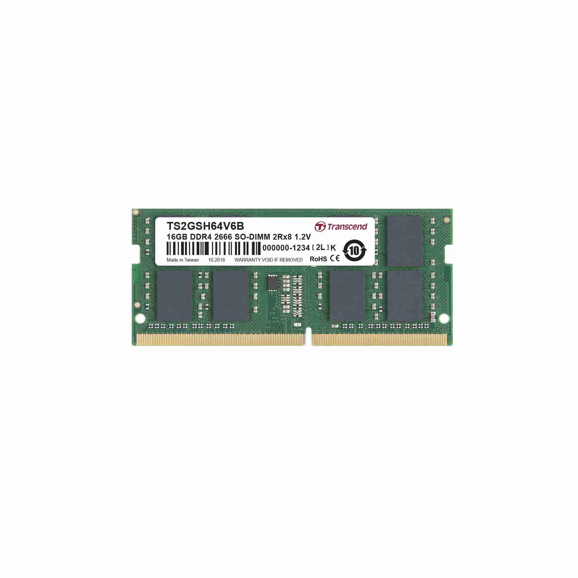 SODIMM DDR4 8GB 2666MHz TRANSCEND 1Rx8 1Gx8 CL19 1.2V0 