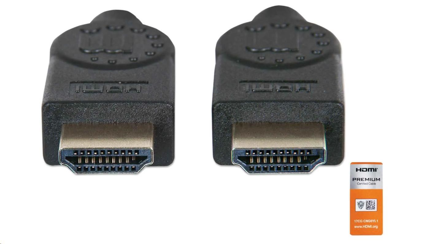 MANHATTAN Vysokorýchlostný kábel HDMI + Ethernet Premium, 5 m, čierny0 