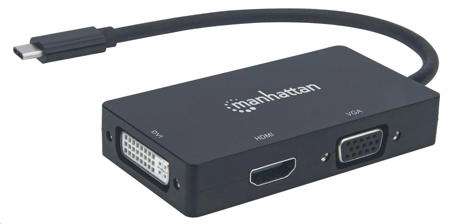 MANHATTAN Adaptér - Prevodník A/V USB-C 3v1 (HDMI, VGA, DVI)4 