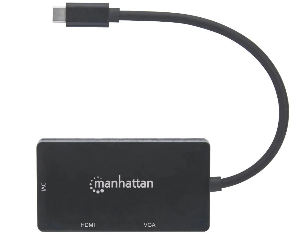 MANHATTAN Adaptér - Prevodník A/ V USB-C 3v1 (HDMI,  VGA,  DVI)2 
