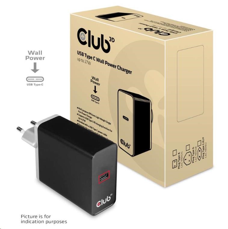 Nabíjačka Club3D USB typu C,  27 W3 