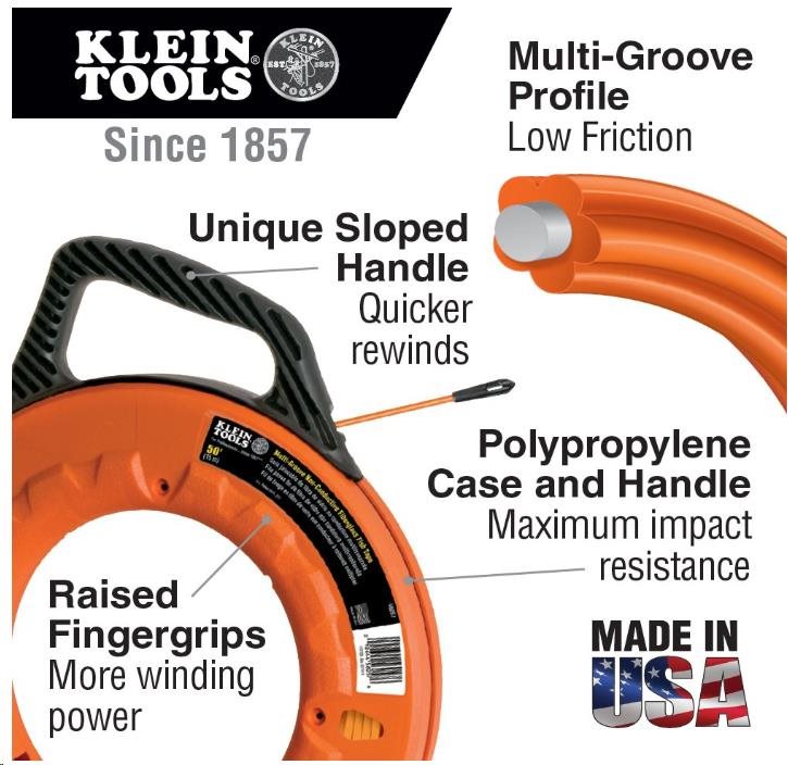 KLEIN TOOLS - protahovací pero zakončené ocelovou spirálou,  sklolaminátové jádro,  délka 30m,  průměr 4.8mm1 