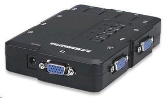 MANHATTAN KVM prepínač 4 porty,  USB,  audio,  integrované káble3 