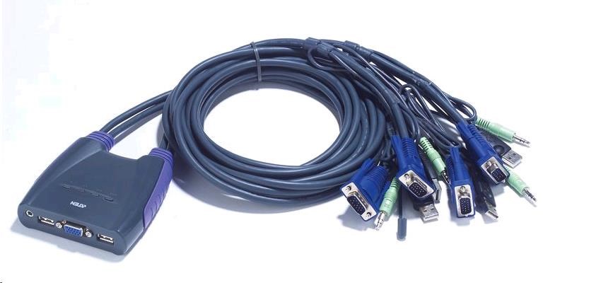 Aten 4-port KVM USB mini, audio, 1.8m káble0 