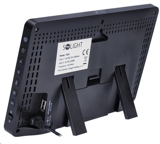 Solight TE81 meteostanice,  extra velký barevný LCD,  teplota,  vlhkost,  tlak,  RCC,  USB nabíjení,  černá2 