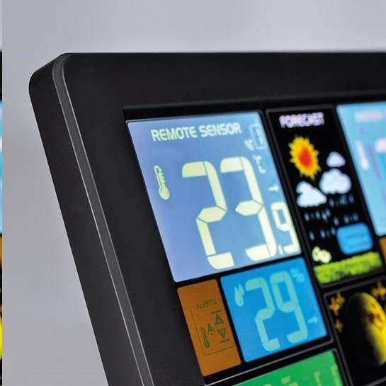 Solight TE81 meteostanice,  extra velký barevný LCD,  teplota,  vlhkost,  tlak,  RCC,  USB nabíjení,  černá3 