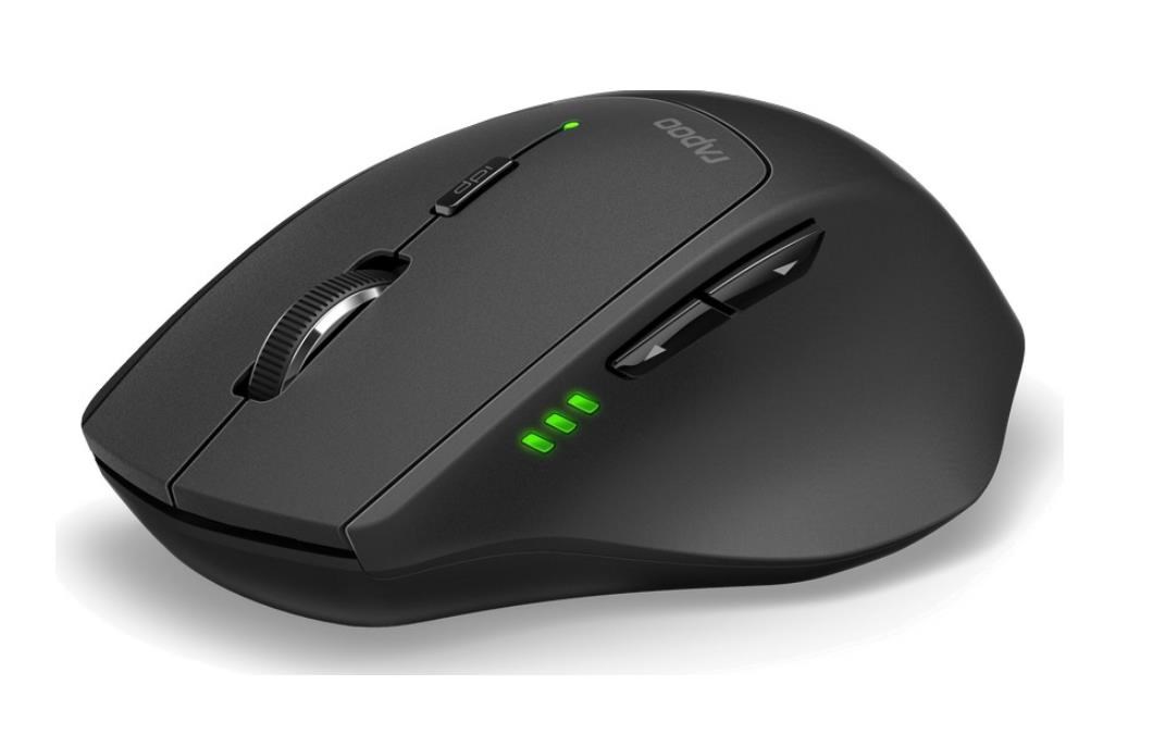 Bezdrôtová laserová myš RAPOO MT550,  viacrežimová: 2.4 GHz,  Bluetooth 3.0 & 4.0,  čierna2 