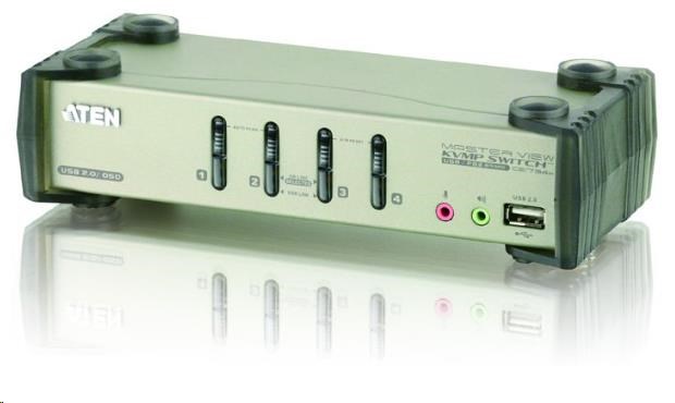 ATEN 4-portový prepínač KVMP USB+PS/2, usb hub, audio, OSD, 1.2m káble0 