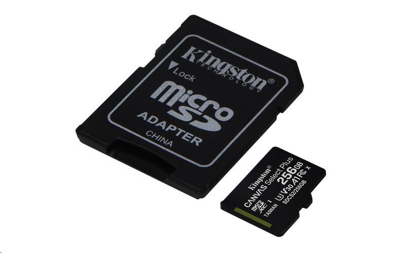 Karta Kingston 256GB micSDXC Canvas Select Plus 100R A1 C10 + adaptér SD1 