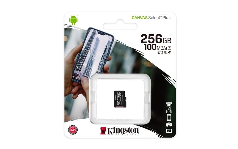 Kingston 256GB micSDXC Canvas Select Plus 100R A1 C10 - 1 ks2 