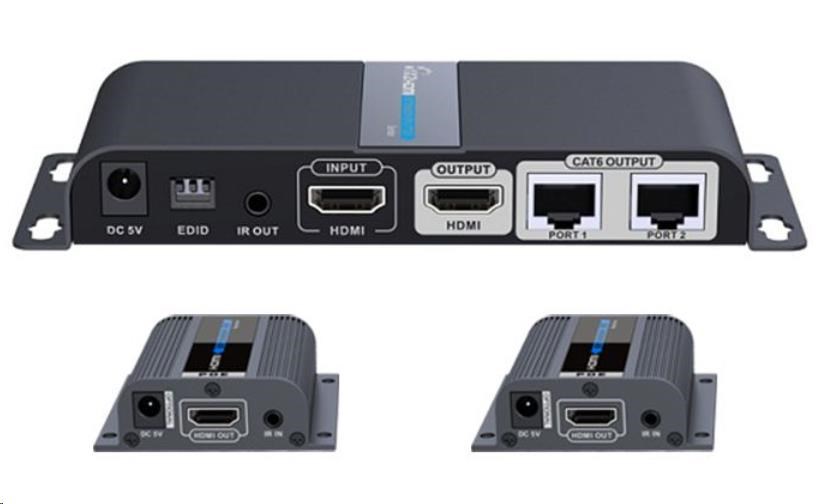 PREMIUMCORD HDMI 1-2 splitter+extender cez CAT6/ 6a/ 7,  FULL HD,  3D0 