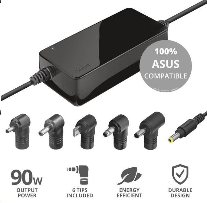 Napájací adaptér TRUST MAXO pre notebooky ASUS 90 W,  vrátane. koncové uzávery0 