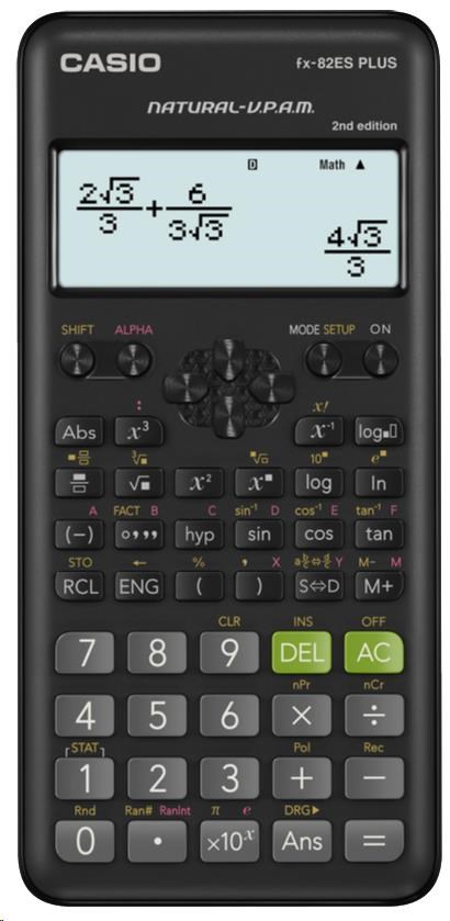CASIO kalkulačka FX 82ES PLUS 2E, černá, školní, desetimístná0 