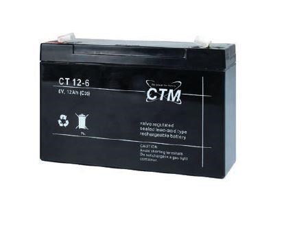 Batéria - CTM CT 6-12 (6V/ 12Ah - Faston 187),  životnosť 5 rokov0 