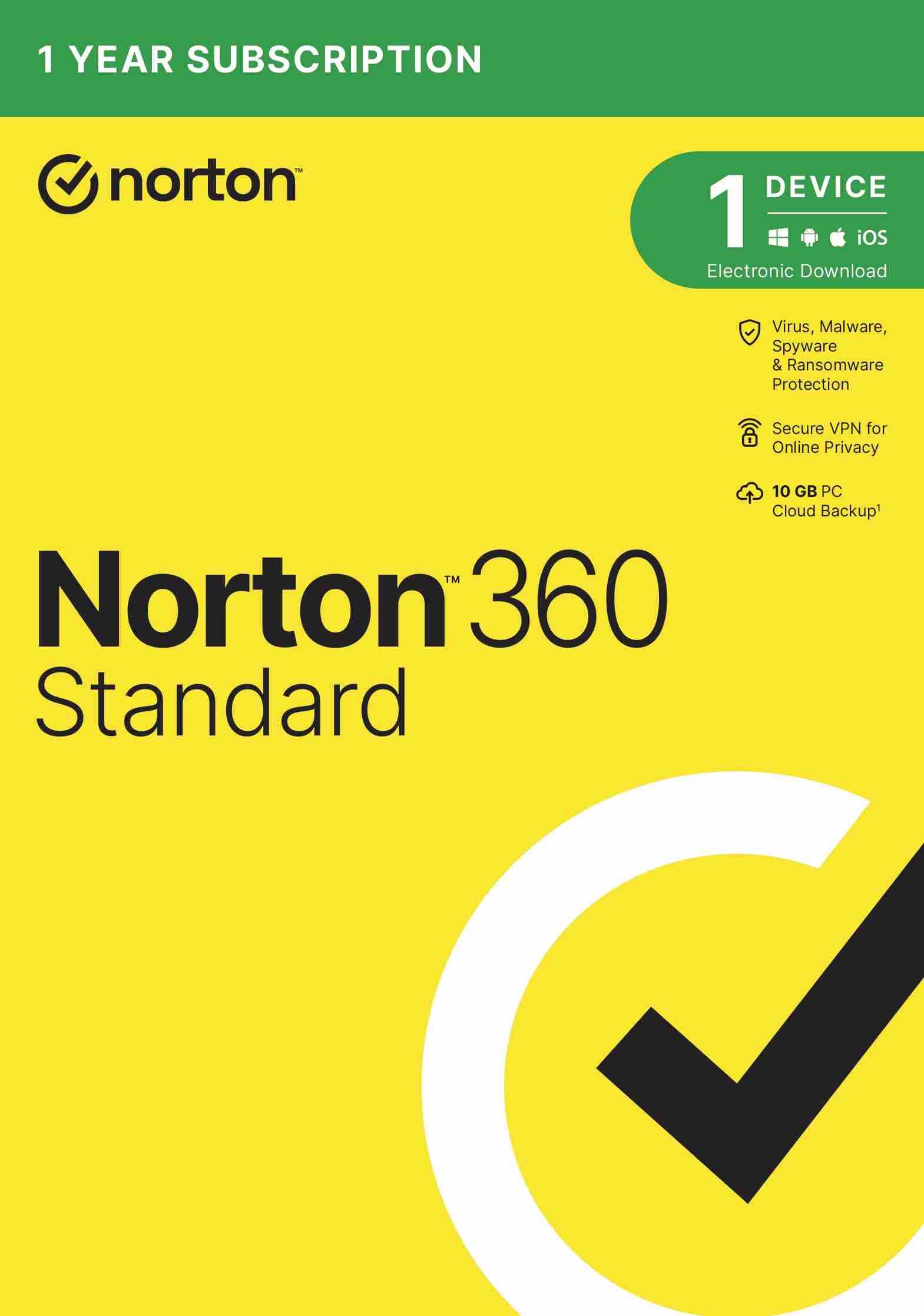NORTON 360 STANDARD 10 GB + VPN 1 používateľ pre 1 zariadenie na 1 rok ESD1 