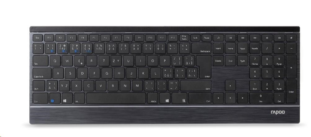 Súprava klávesnice a myši RAPOO 9500M Multi-mode Wireless Ultra-slim Desktop Combo Set (klávesnica. - šedá/ metalická,  m2 