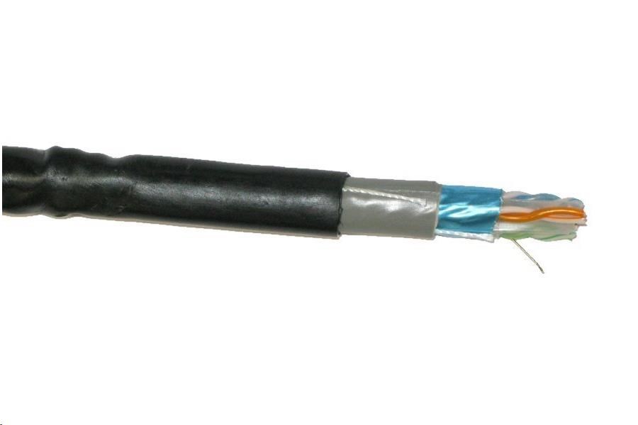 FTP kabel PlanetElite, Cat6, drát, dvojitý venkovní PE+PVC, Dca, černý, 500m, cívka0 