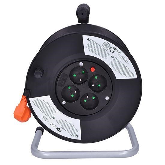 Solight prodlužovací přívod na bubnu,  4 zásuvky,  20m,  oranžový kabel,  3x 1, 5mm23 