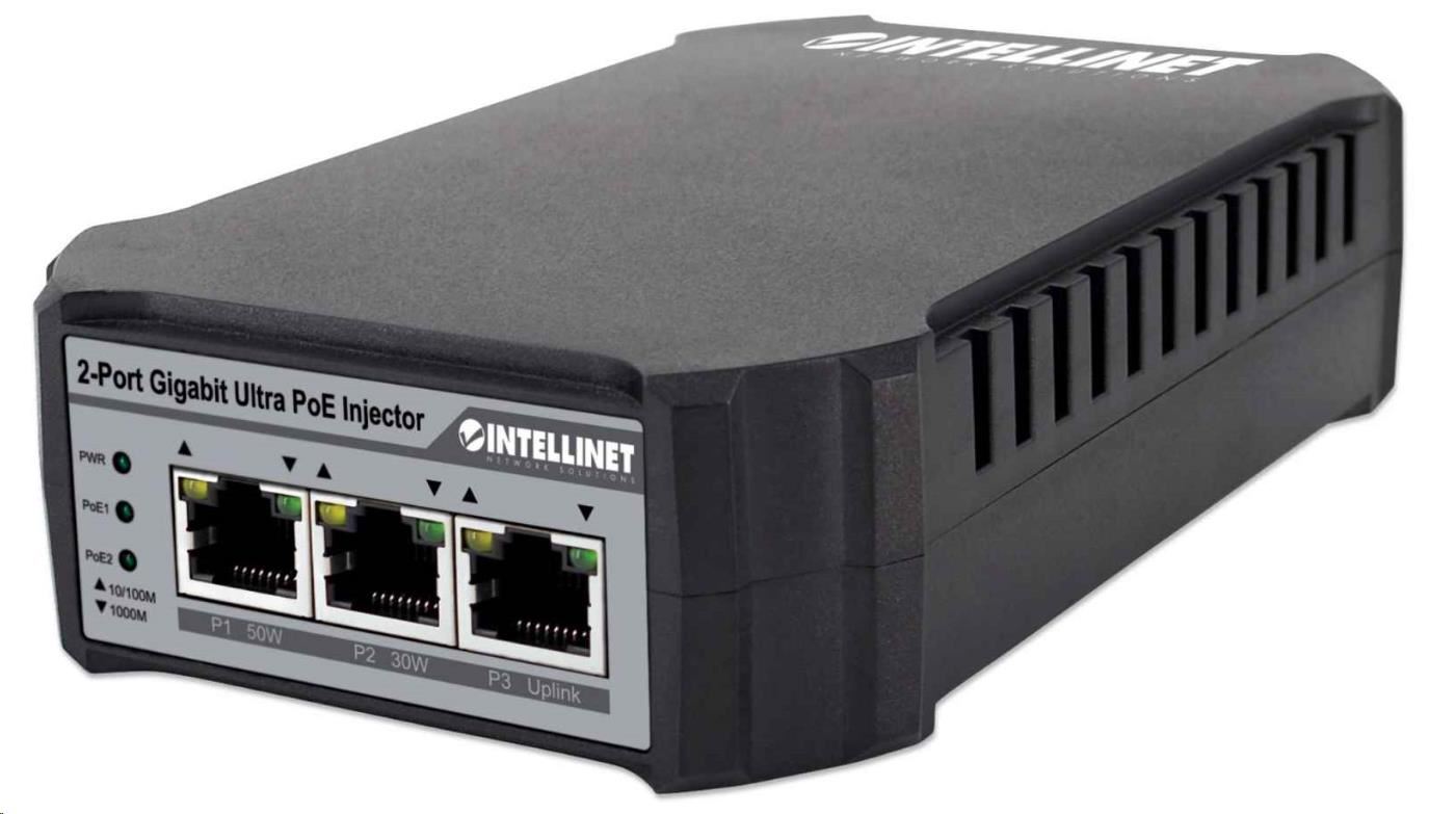 Intellinet 2-portový gigabitový Ultra PoE injektor,  1x 50W,  1x 30W port,  IEEE 802.3at/ af0 
