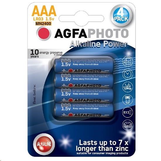 AgfaPhoto Power alkalická baterie LR03/AAA, blistr 4ks0 
