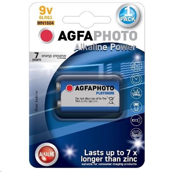 AgfaPhoto Power alkalická baterie 9V,  blistr 1ks0 