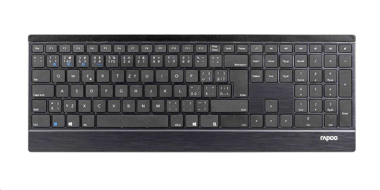 RAPOO klávesnice E9500M Multi-mode Wireless Ultra-slim Keyboard Black4 