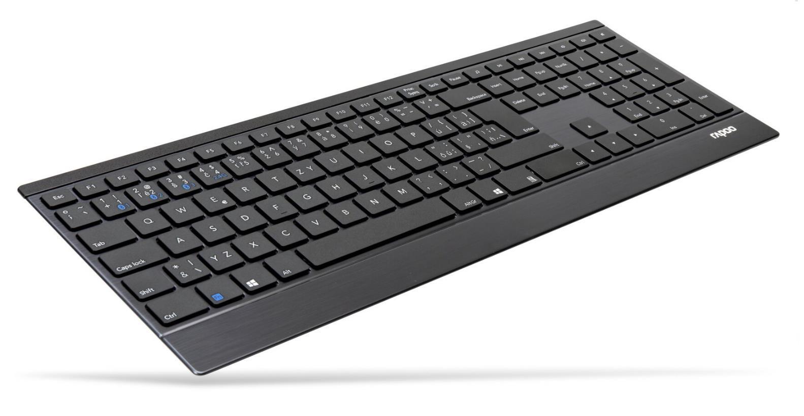 RAPOO klávesnice E9500M Multi-mode Wireless Ultra-slim Keyboard Black1 