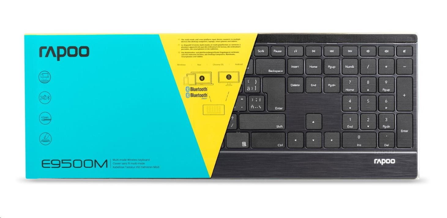 RAPOO klávesnice E9500M Multi-mode Wireless Ultra-slim Keyboard Black5 