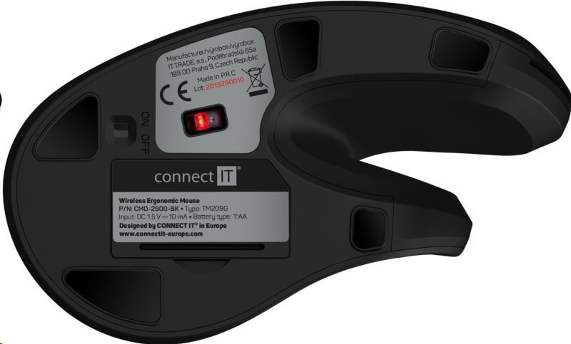 CONNECT IT FOR HEALTH Ergonomická vertikálna myš (+ 1x batéria AA zdarma) bezdrôtová, čierna7 