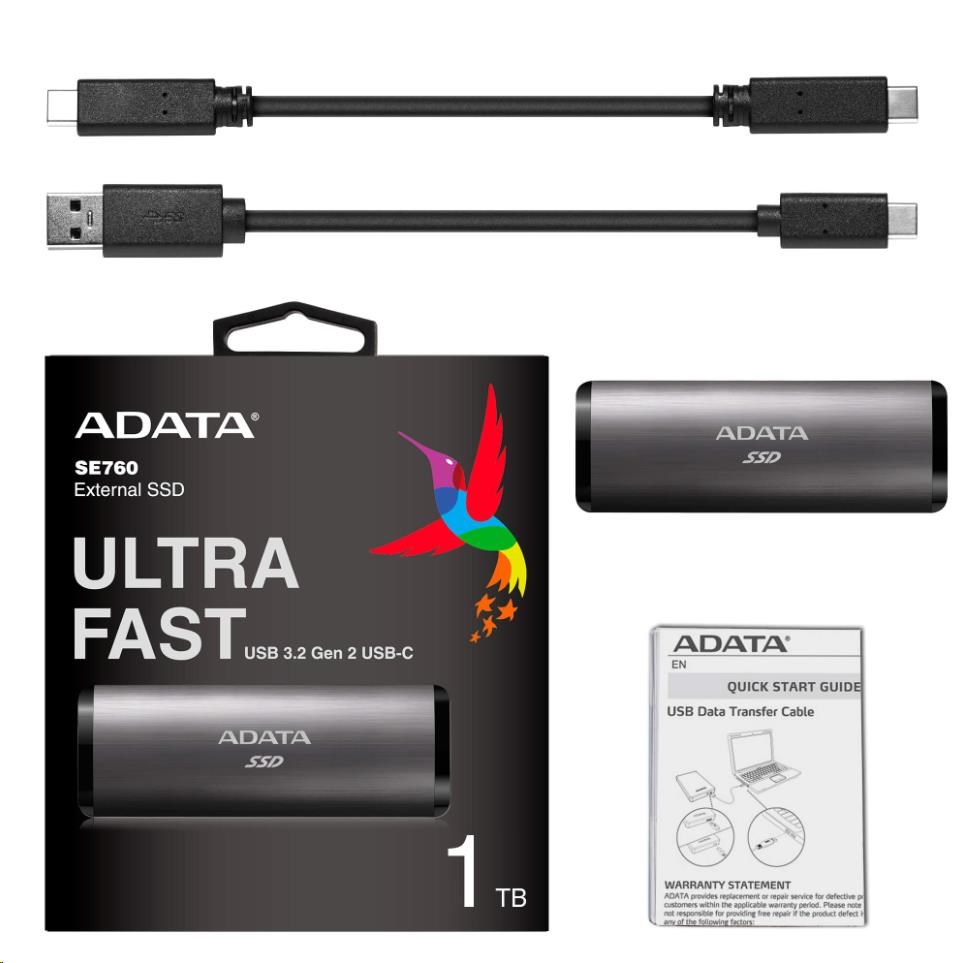 Externý SSD disk ADATA 512 GB SE760 USB 3.2 Gen2 typ C Titanium Grey4 