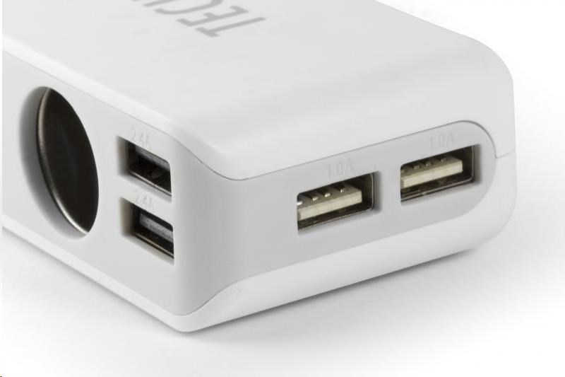 Technaxx nabíječka do auta, 4x USB port (2x 1A, 2x 2,4A), 3x zásuvka 12 V1 