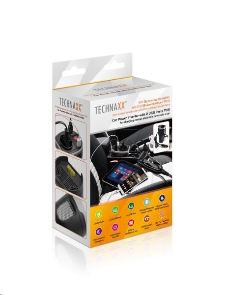 Technaxx nabíječka do auta s měničem,  1x 230V,  2x USB (1x 1A,  1x 2, 1A)5 