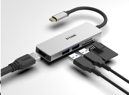 D-Link DUB-M530 rozbočovač 5 v 1 USB-C s rozhraním HDMI a čítačkou kariet SD/ microSD2 