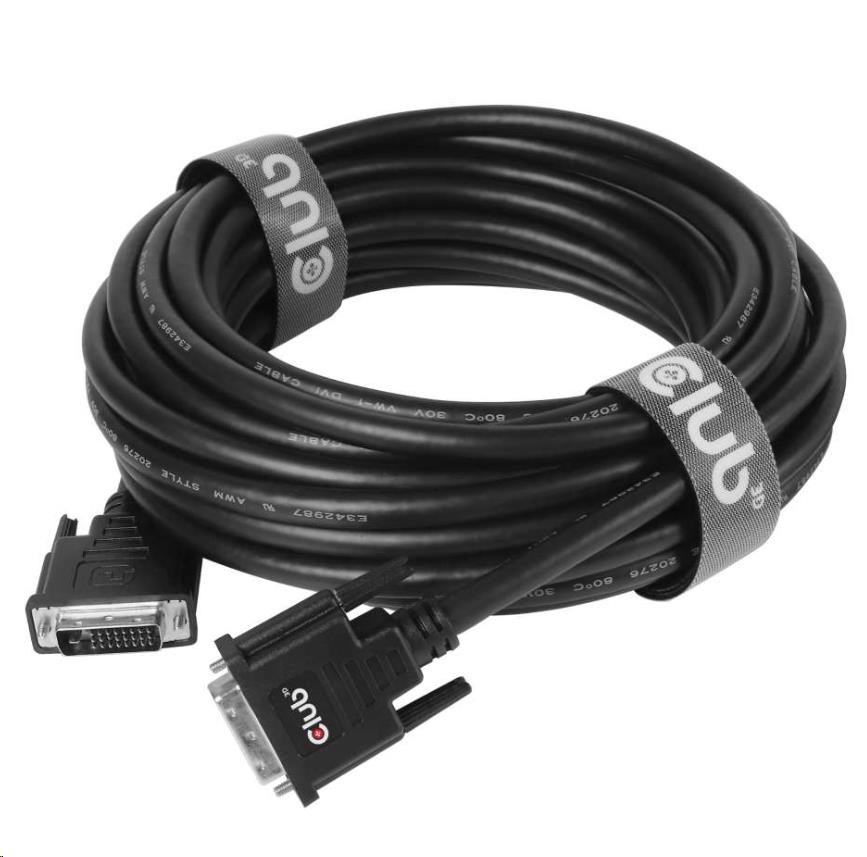 Club3D DVI-D Dual Link kábel (24+1),  10 m,  obojsmerný,  28 AWG1 