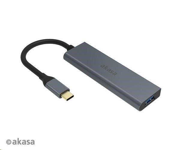 AKASA Hub USB-C 4x USB 3.0 port,  hliník0 