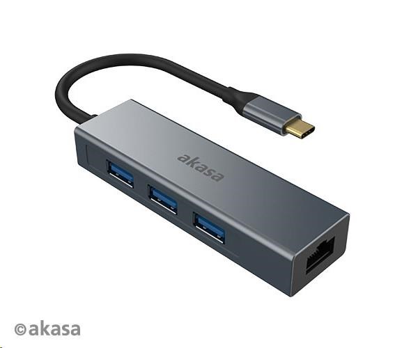AKASA USB Type-C 4-v-1 rozbočovač s Ethernetom1 