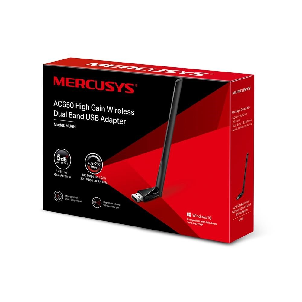 MERCUSYS MU6H WiFi5 USB adapter (AC650, 2, 4GHz/ 5GHz, USB2.0)2 