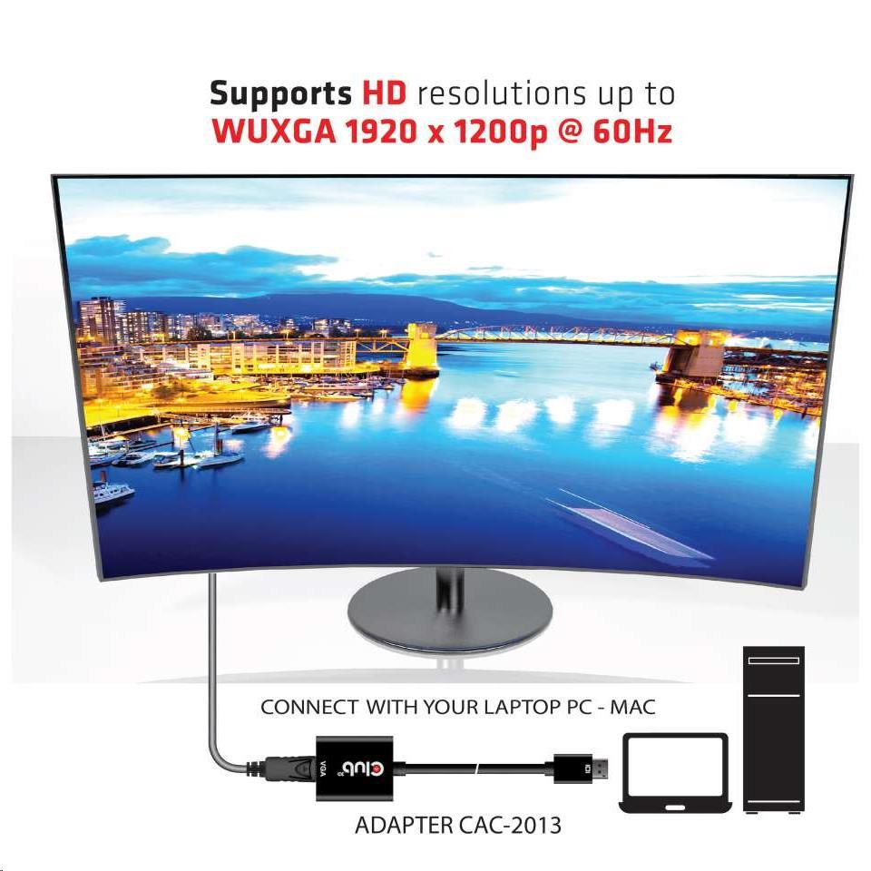 Aktívny adaptér Club3D DisplayPort na VGA3 