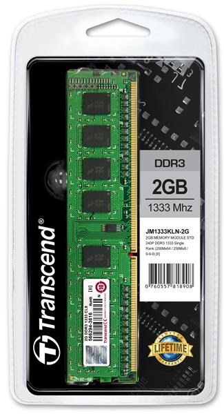 TRANSCEND JetRam™ DDR3 2GB 1333MHz DIMM,  256Mx8 CL91 