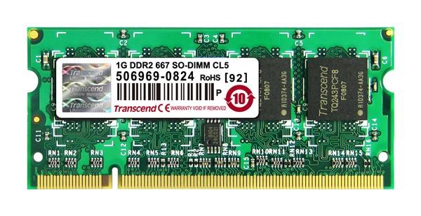 SODIMM DDR2 1GB 667MHz TRANSCEND JetRam™, 128Mx8 CL50 