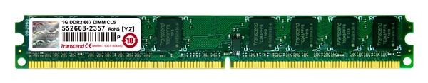 TRANSCEND JetRam™ 1GB 667MHz DDR2 DIMM, 128Mx8 CL50 