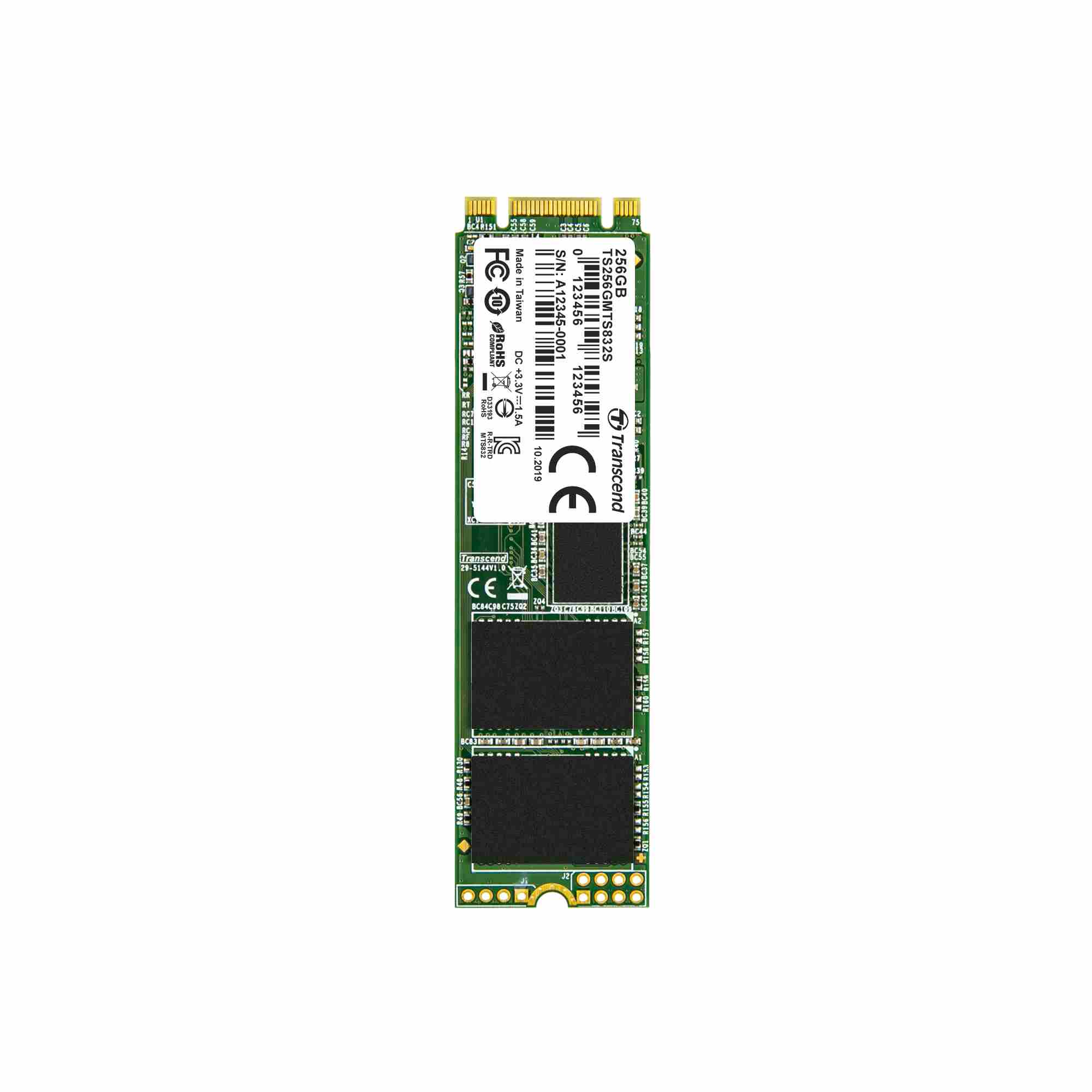 TRANSCEND SSD MTS832S,  jednostranný,  256 GB,  M.2 2280,  SATA B+M Key,  TLC2 