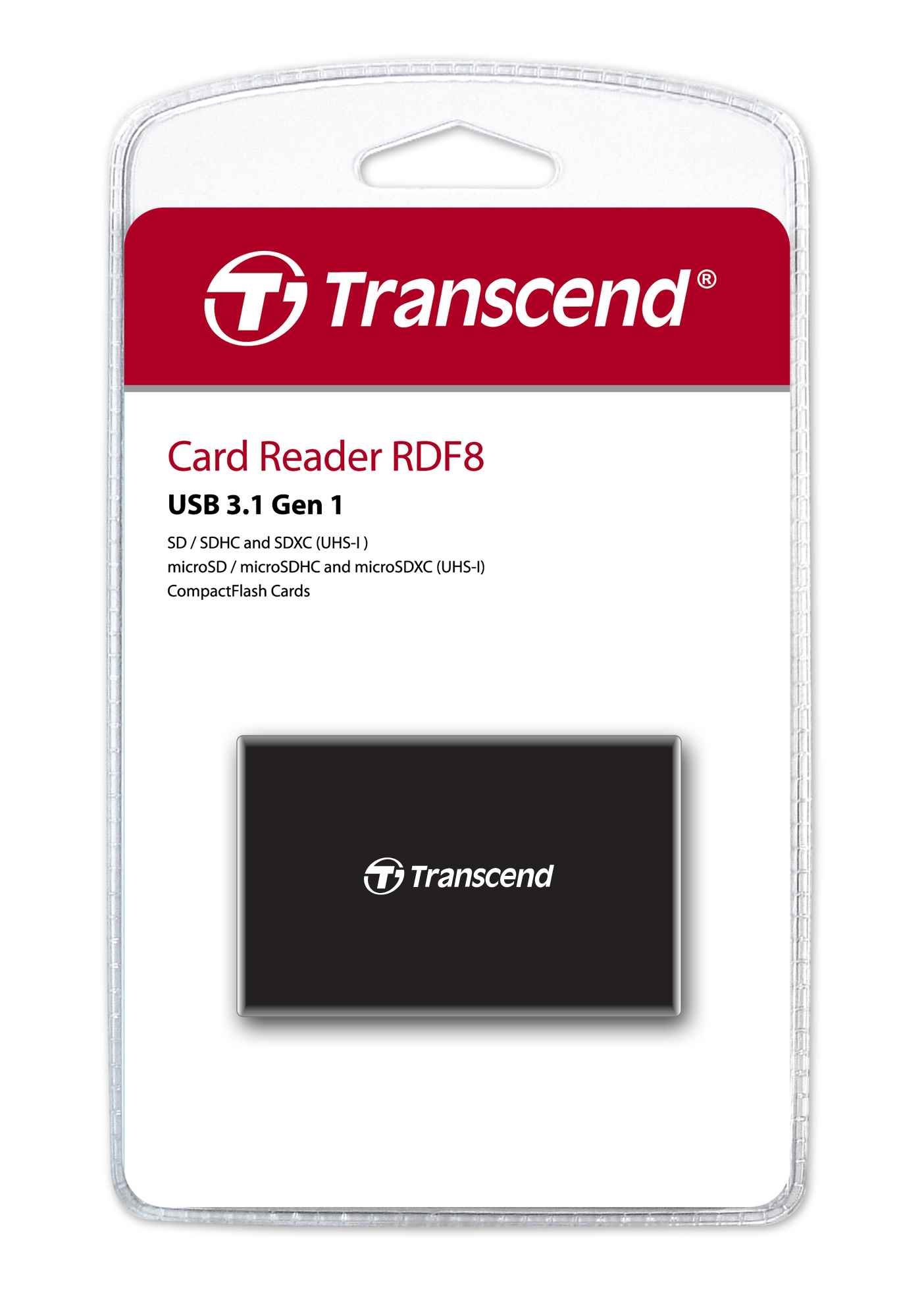 Čítačka kariet TRANSCEND F8 + kábel USB,  USB 3.0,  čierna2 