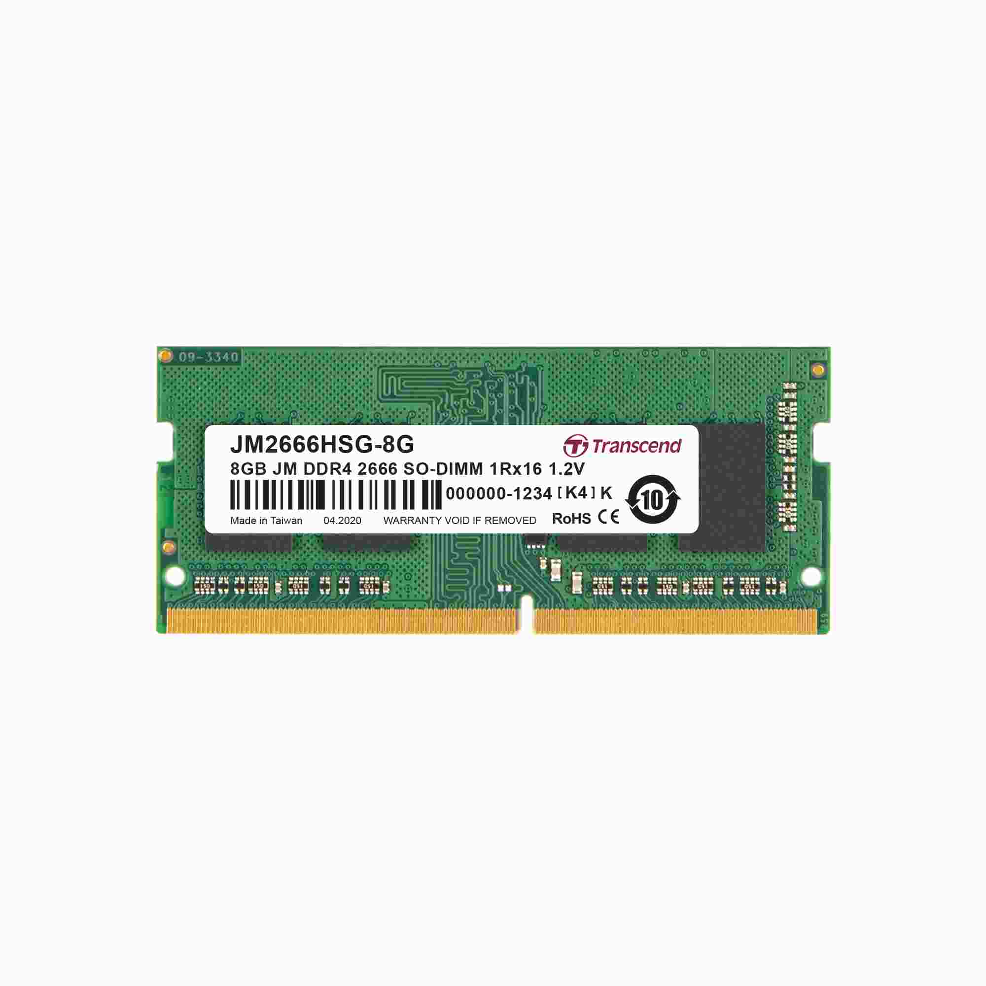 SODIMM DDR4 8GB 2666MHz TRANSCEND 1Rx16 1Gx16 CL19 1.2V0 