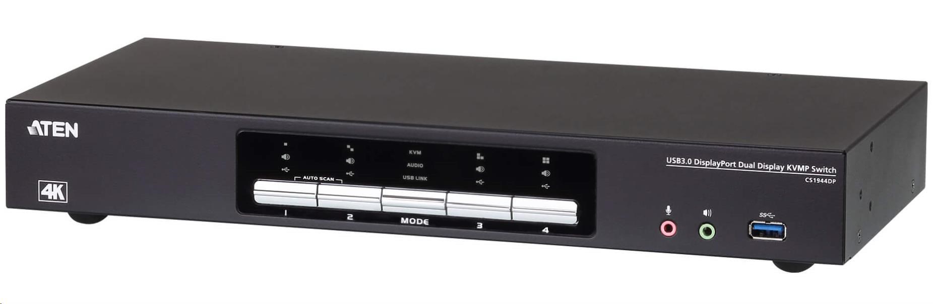 ATEN 4-portový USB3.0 4K DisplayPort Dual Display KVMP0 