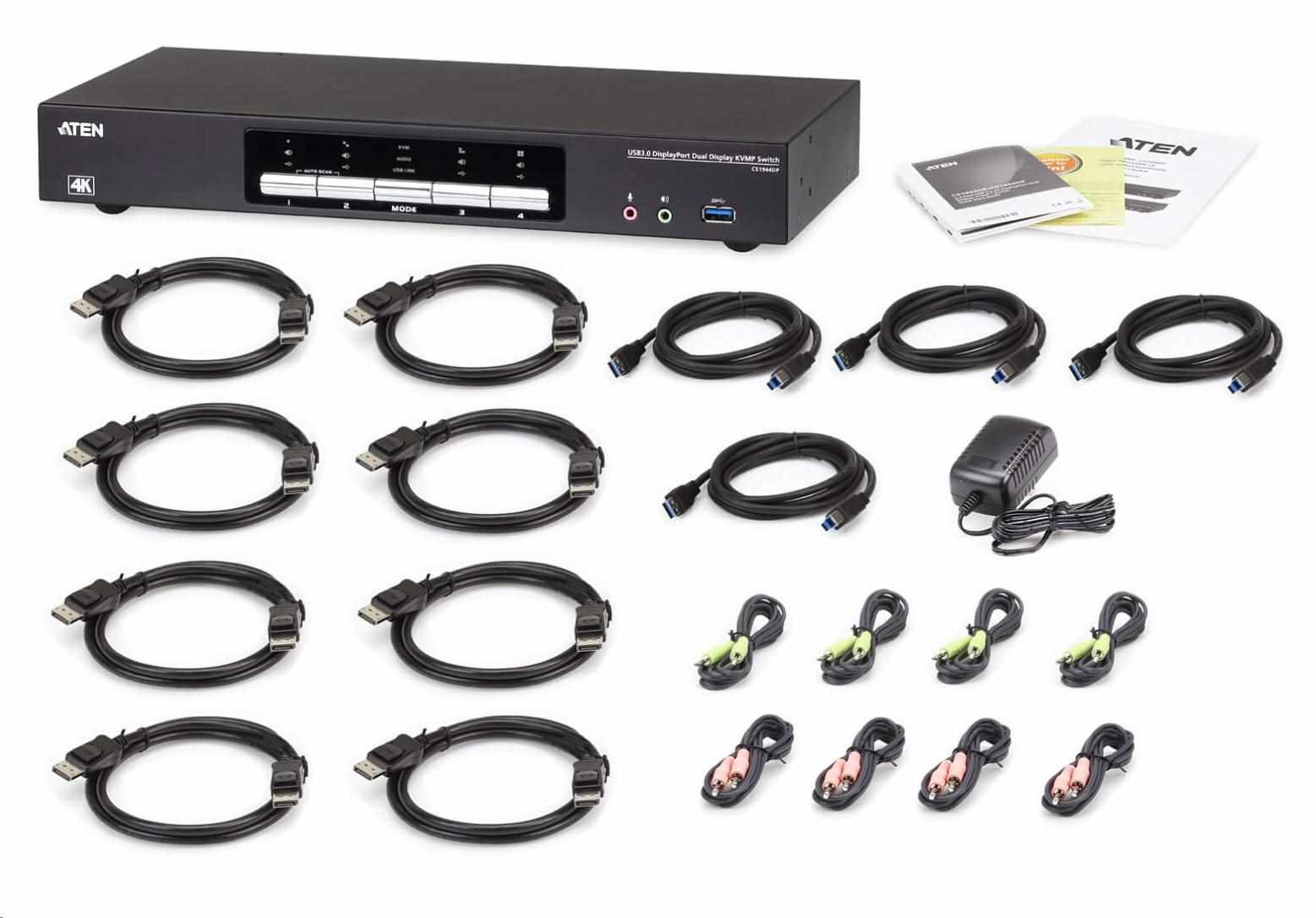ATEN 4-portový USB3.0 4K DisplayPort Dual Display KVMP1 