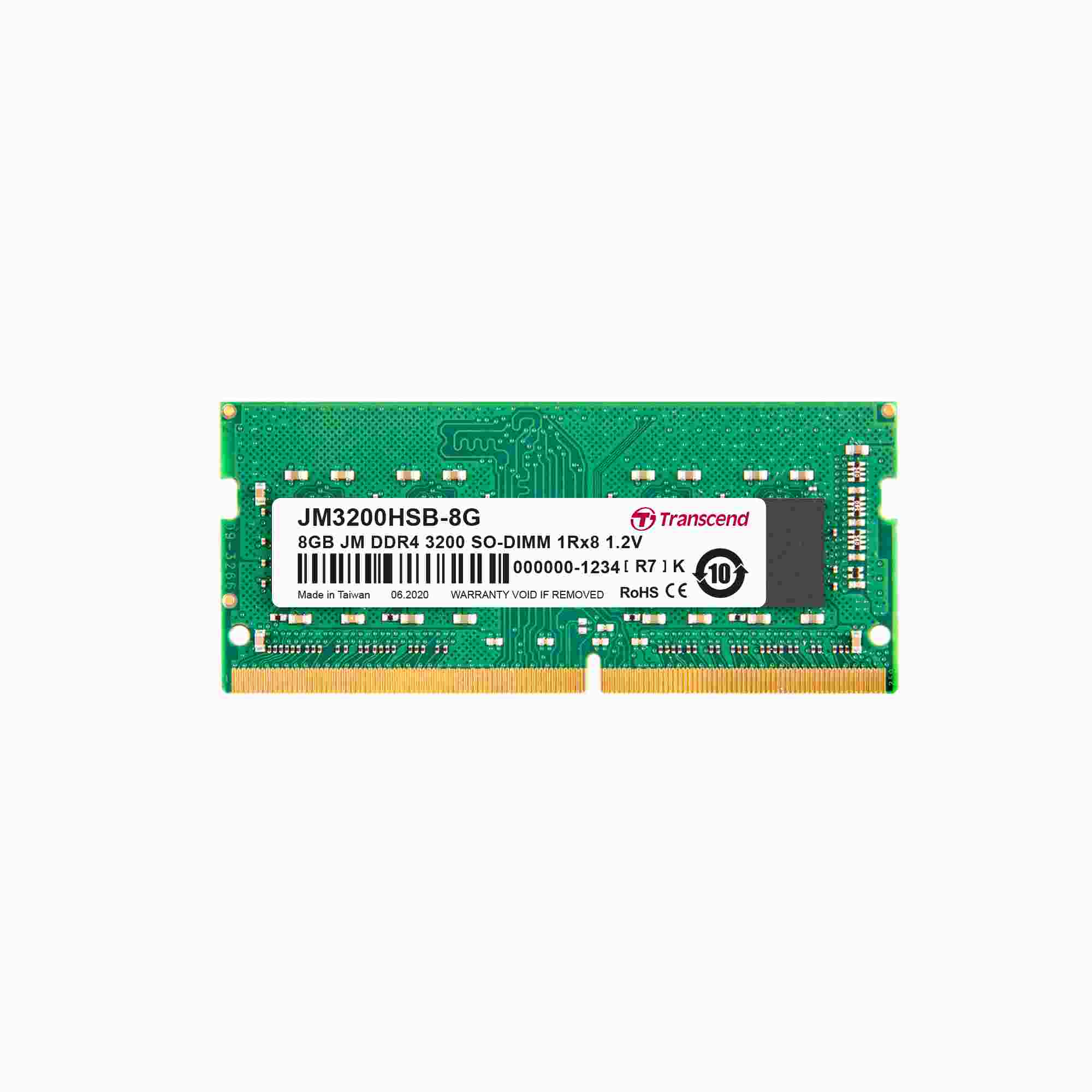 SODIMM DDR4 8GB 3200MHz TRANSCEND 1Rx8 1Gx8 CL22 1.2V0 